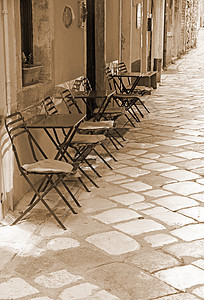 希腊 科孚岛 科孚镇 一个露天咖啡厅 位于塞皮亚吨图片