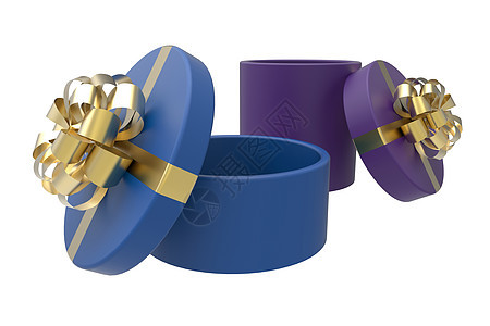 两个蓝色和紫色的礼物盒背景图片