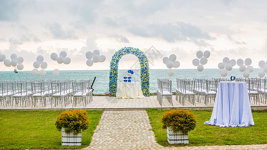 海滩婚礼海滩结婚礼堂 新娘 天空 浪漫的 婚姻 海洋 竹子背景