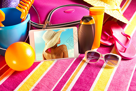 平板上的假日图片 假期 触摸屏 日光浴 包装 享受图片