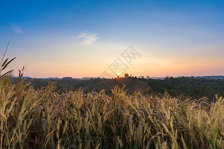 山岳的日落 薄雾 日出 精彩的 早晨 旅行 黎明 光束图片