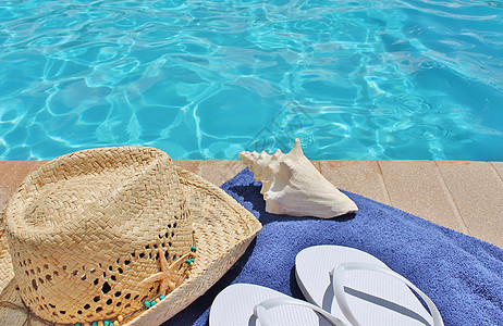 池畔度假度假风景游泳池夏季 阳光 牛仔 海星 摄影图片