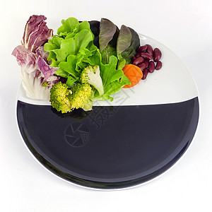 盘子上的蔬菜沙拉 用空白丝菜夹条来形容 莴苣图片