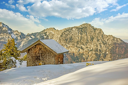 山山小屋 高山 小木屋 公园 木头 自然 冬天 树 徒步旅行图片