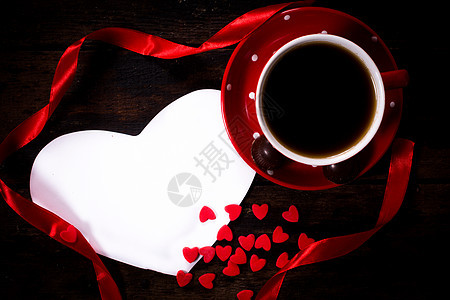 咖啡和Valentine卡图片