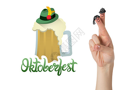 霍托贝利聚会字符手指的复合图像 夫妻 庆典 融合关键词背景图片