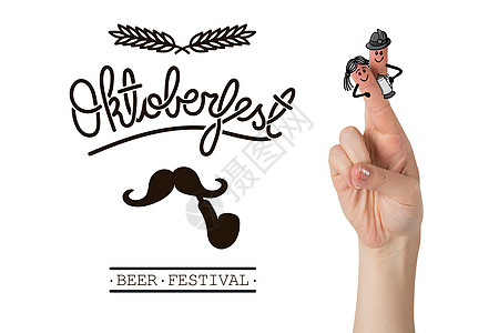 霍托贝利聚会字符手指的复合图像 慕尼黑啤酒节 啤酒节图片
