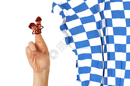 霍托贝利聚会字符手指的复合图像 庆典 旗帜 白色的背景图片