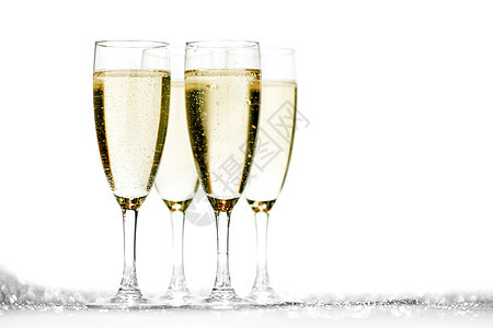 一对香槟笛 香槟酒 葡萄酒 金的 起泡的 庆典 白色的图片