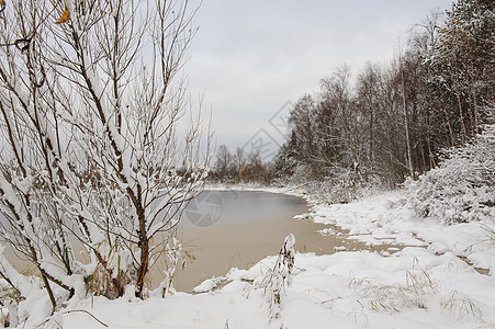 第一次霜冻之后的湖 公园 冰 雪 欧洲图片