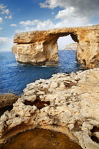 戈佐岛Azure窗口 马耳他 天然拱门 点 壮观的 悬崖图片