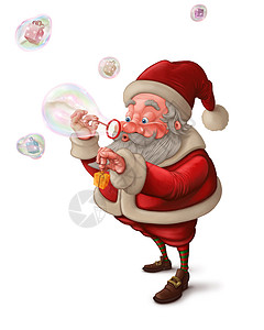 圣诞老人和泡沫肥皂   白背景图片