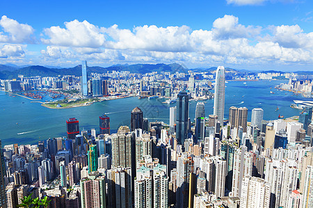 维多利亚港港 香港 从山峰拍摄图片