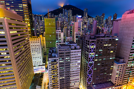 香港夜景香港办公大楼 夜内背景
