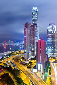 香港晚上的天线 地标 办公室 港口 中国 现代的 旅游图片