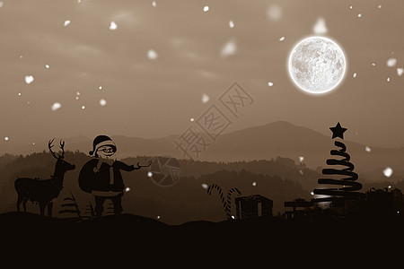 圣诞节现场的复合图像环形图 满月 风景优美 喜庆 云图片