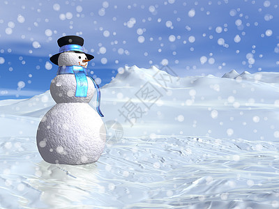 冬季雪人3D制成图片