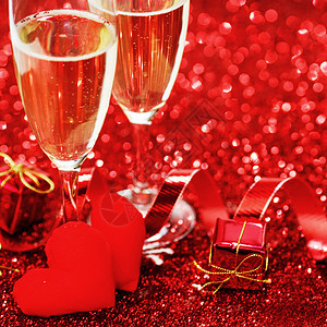 情人节香槟 浪漫 盒子 卡片 约会 玻璃 闪光 浪漫的背景图片