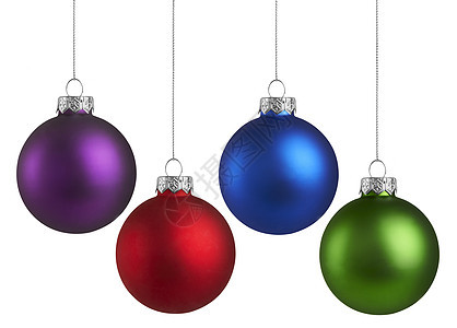 圣诞节假日舞会 摄影 圣诞装饰 隔离在白色 红色的 蓝色的小玩意 紫色的 蓝色的背景图片