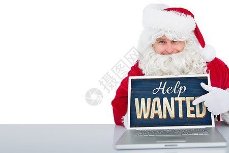 使用笔记本电脑的圣塔综合图像 圣诞老人 风流 聘请图片