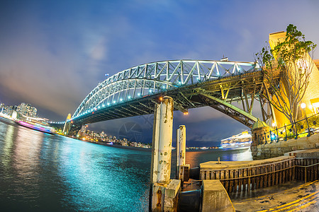 澳洲悉尼美妙的夜空中线 港口 建筑 全景图片