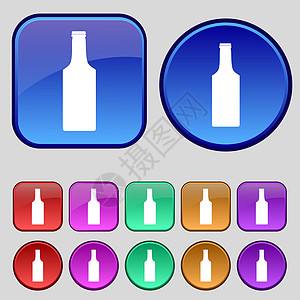 瓶式图标符号 一套12个旧按钮 用于设计图片