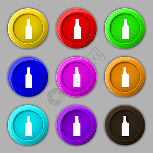 乐蛙图标素材瓶形图标符号 九圆彩色按钮上的符号 庆典 优雅背景