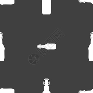 瓶形图标符号 灰色背景上的无缝模式 干净的 酒精图片