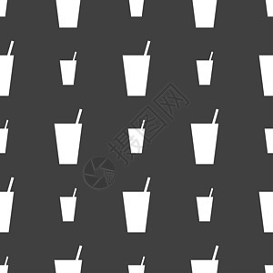 鸡尾酒图标符号 灰色背景上的无缝图案 酸橙图片