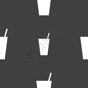 鸡尾酒图标符号 灰色背景上的无缝图案 热带图片