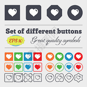 心 爱的图标标志 一大批多彩 多样 优质的纽扣图片