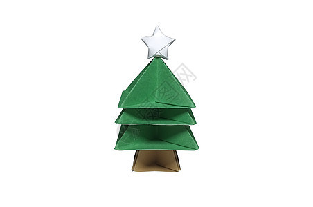 以圣诞树成形的折纸 上面有星星 装饰风格 十二月 数字图片