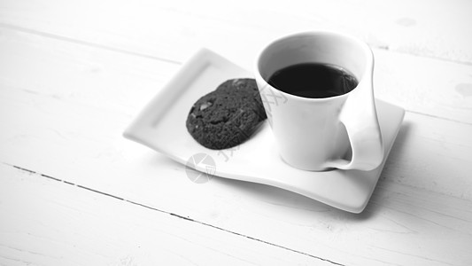 带有饼干黑白颜色的咖啡杯 乡村 喝 食物 桌子图片