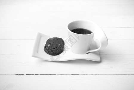 带有饼干黑白颜色的咖啡杯 卡布奇诺咖啡 糖 休息 乡村图片