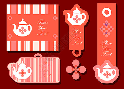 茶壶标签徽章卡 店铺 厨房 家 房子 插图 可爱的 陶器背景图片