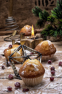 鲜烤自制蛋糕 海绵蛋糕 纸杯蛋糕 圣诞节 云杉 果酱 假期图片