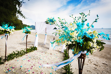 泰文的结婚装饰 海滩 爱 绿色 泰国 热带气候 装饰风格背景图片