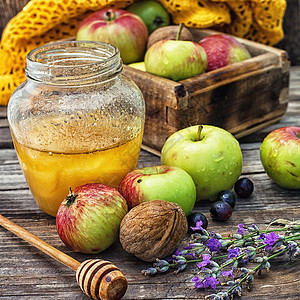 蜜糖饼 水果 庆典 宗教 假期 苹果 静物 可口 蜂蜜水疗图片