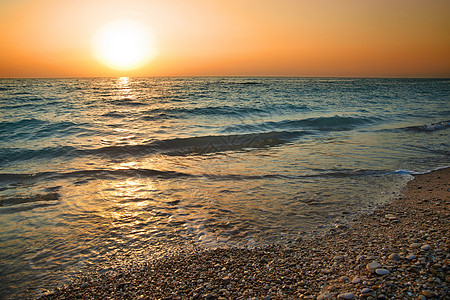 海面上的日落 放松 海浪 自然 旅行 蓝色的 美丽的图片