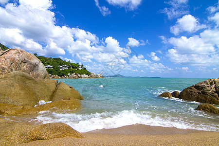 清晨在海滩上观望Samui岛 游泳 海洋 浪漫的图片