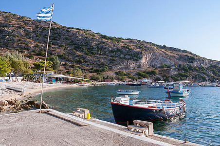 港口在Zakynthos 蓝色的 海岸 支撑图片