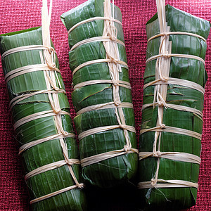 越南食物 传统食物 越南banh tet 叶子 年糕图片