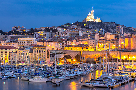 马赛 法国之夜 前卫 巴黎圣母院 夏天 普罗旺斯 地中海 纪念碑背景图片