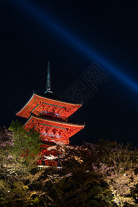 清水祖寺庙 春天亮光 关西 木头 自然 文化 神社图片