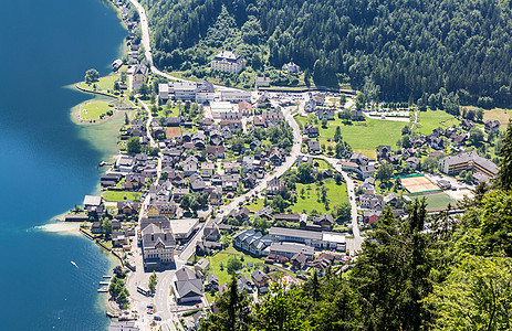空中哈尔施塔特奥地利 风景 美丽 湖边 旅行图片
