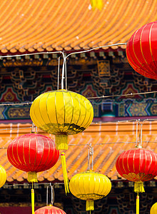 中国灯笼 古老的 著名的 红色的 假期 节日 地标 快乐的图片