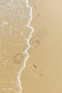 海滩沙滩上的脚足足迹图片