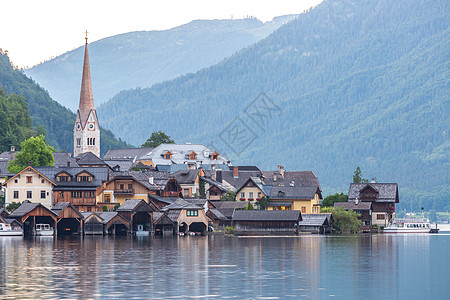 奥地利Hallstat村 夏天 宁静 房子 村庄图片