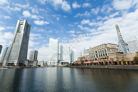 横滨湾 水 自然 清除 港口 摩天大楼 办公室 天空 摩天轮图片