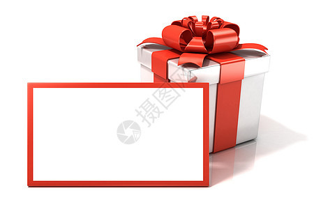 带有空白礼品卡的礼品盒 3D图片